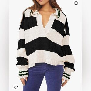 Pink Queen Oversized Pullover Rugby Sweater XL